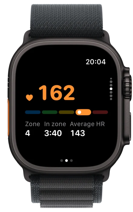 Heart rate 162 in zone 4